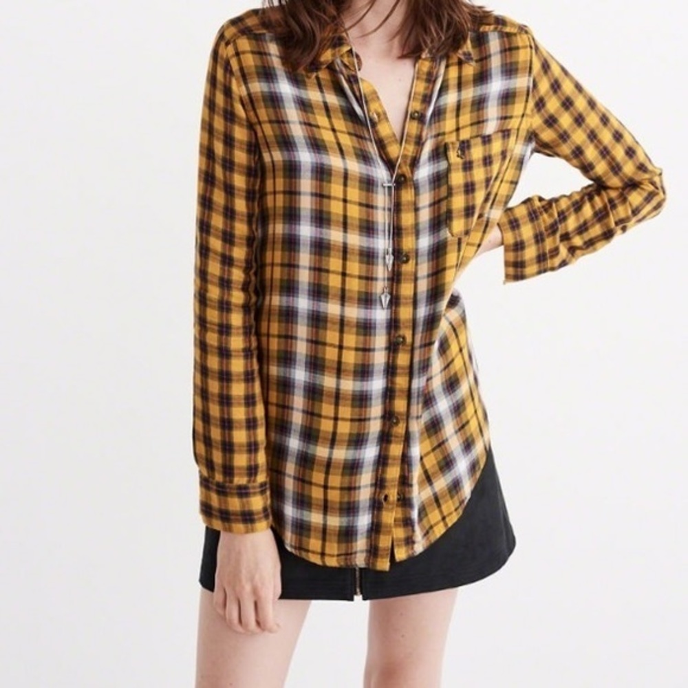 NWT Abercrombie & Fitch Yellow Mix Plaid XS-S